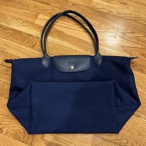 Longchamp Large tote navy blue made and purchased in France. Good condition.
